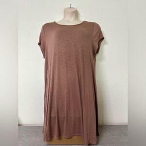 Women’s Plus Light Brown Colored Short Sleeve T-Shirt Dress 3X